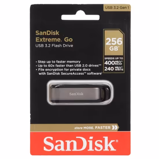 فلش مموری سن دیسک مدل Extreme Go USB3.2 ظرفیت 256 گیگابایت