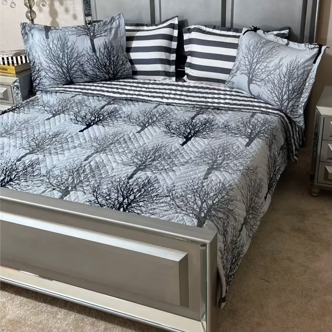 روتختی دونفره 6 تکه چهار فصل دورو without leaves( ضمانت پرز و رنگ )