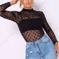 شومیز زنانه تور ، طرح توپ توپی ، یقه ایستاده برند Next انگلیس