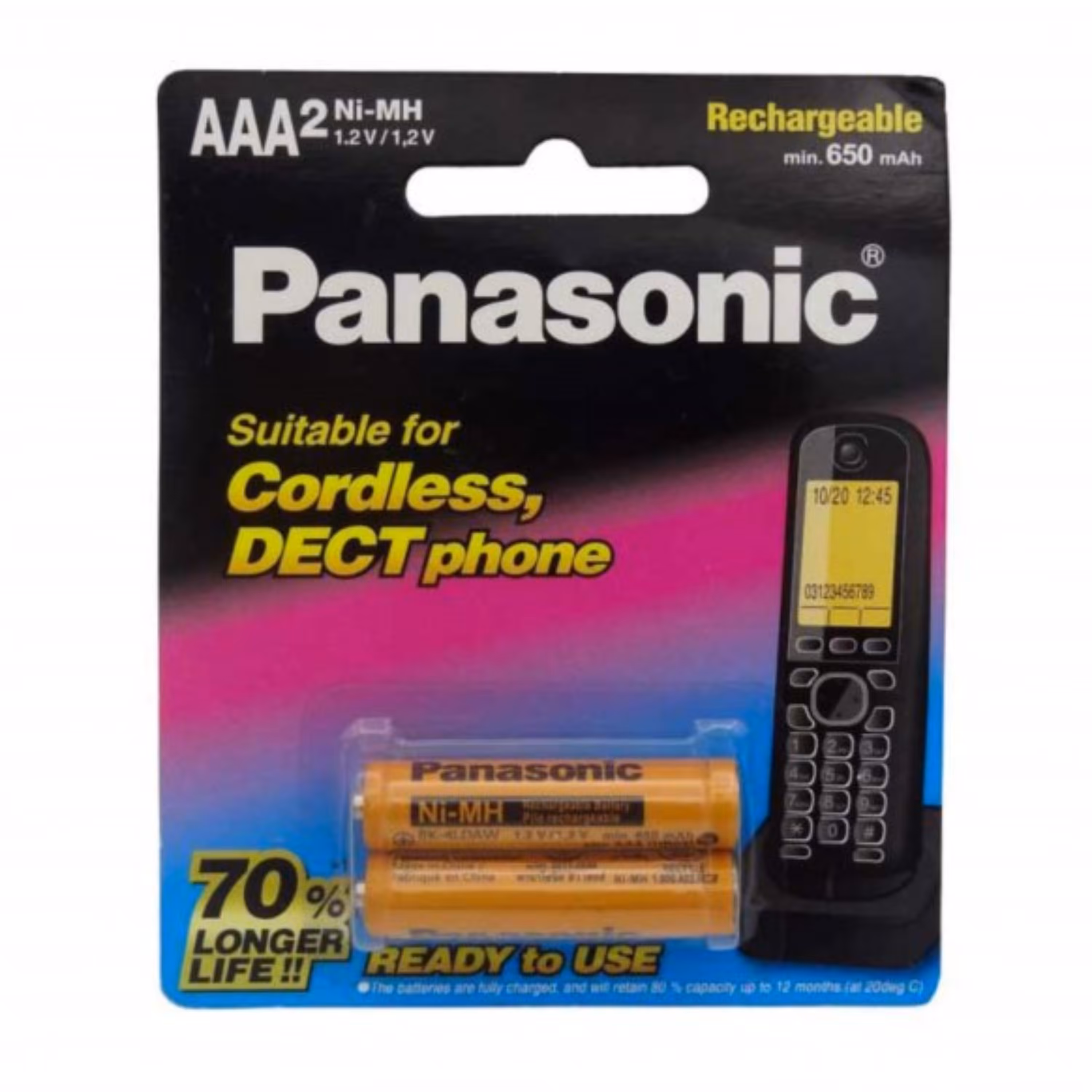 باتری نیم قلمی قابل شارژ پاناسونیک 650 میلی آمپر ساعت بسته 2 عددی