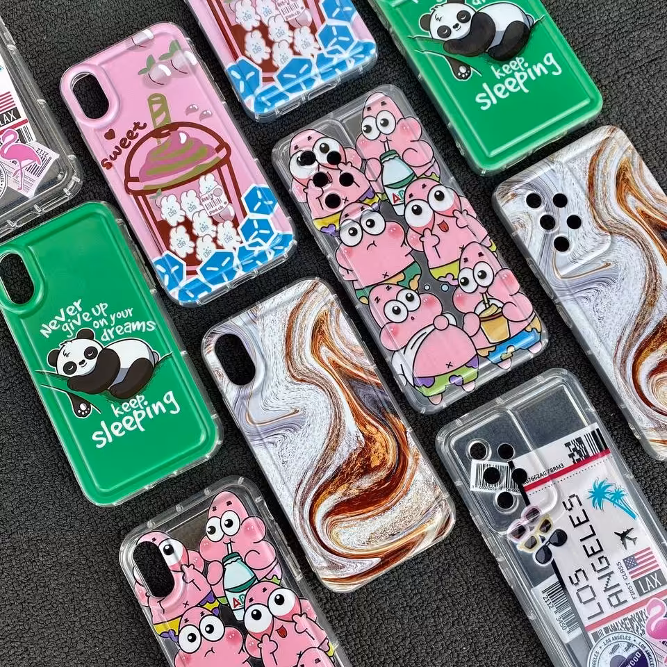 قاب گوشی سامسونگ شیائومی و آیفون مدل بالشتی طرحدار  بدون تغییر رنگ