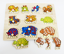 پازل پین دار چوبی اعداد و اشکال