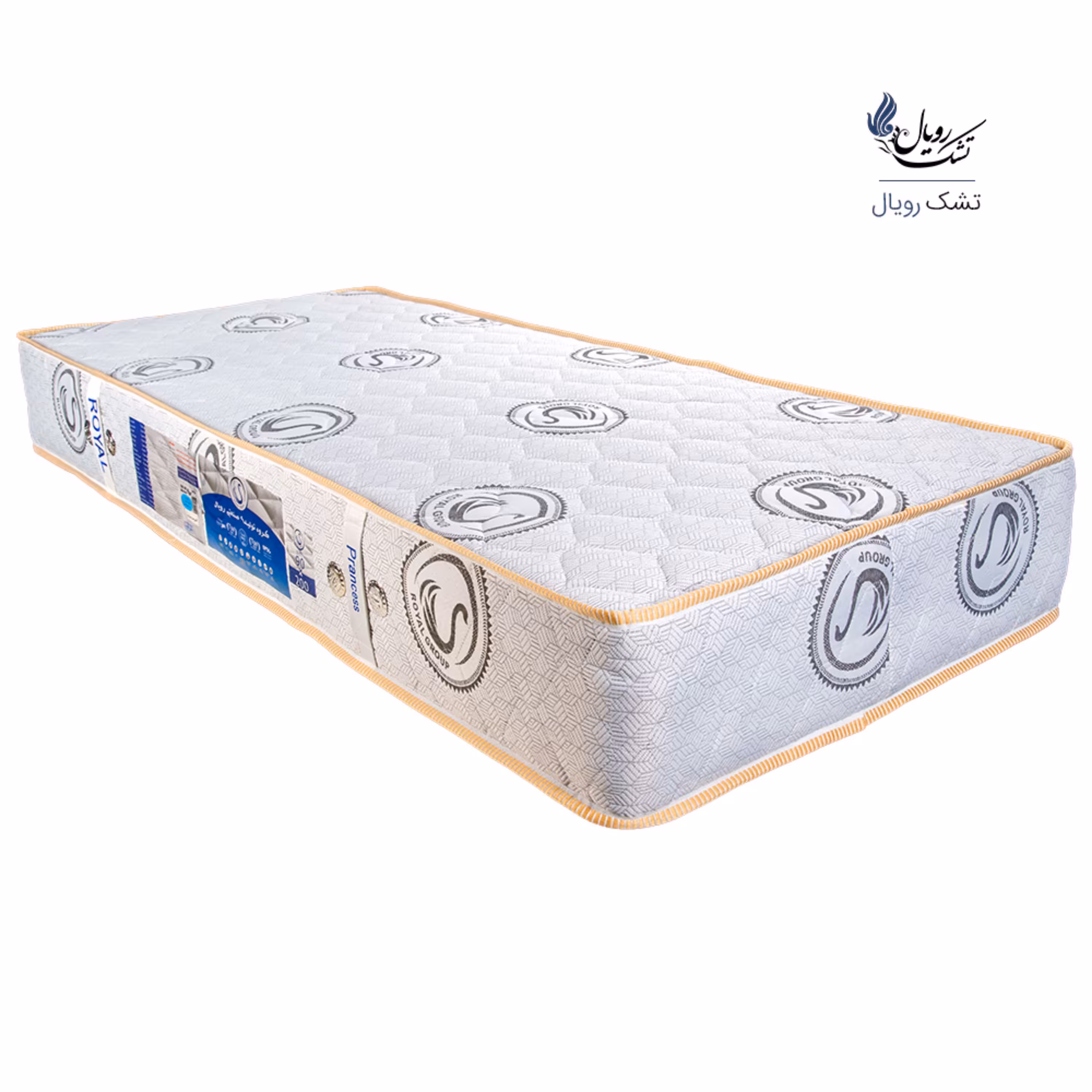 تشک طبی فنری رویال مدل پرنسس تک نفره 90در 200 صادراتی طرح قو