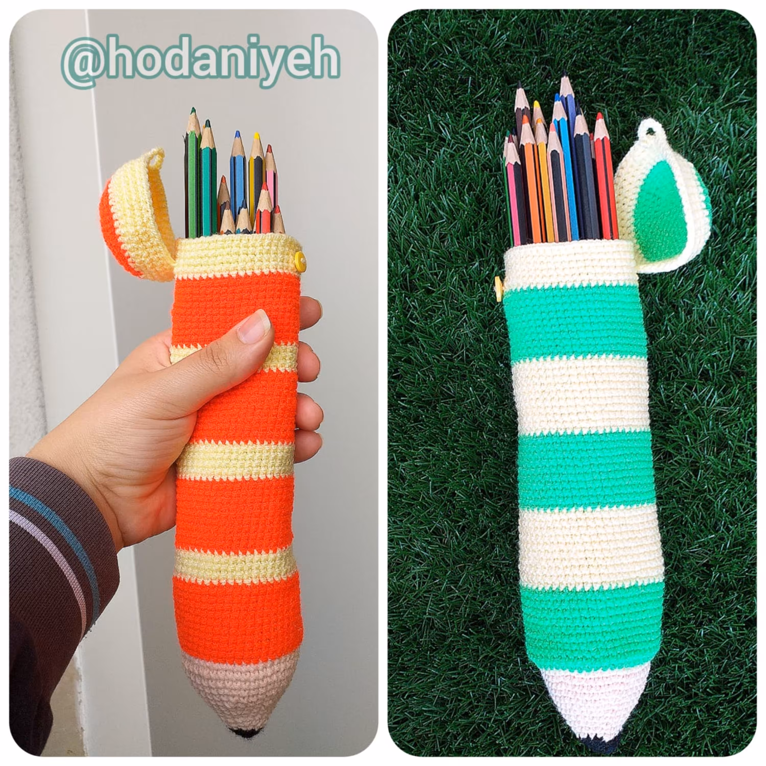 جامدادی بافتنی با درب دکمه دار  25 سانتی متر