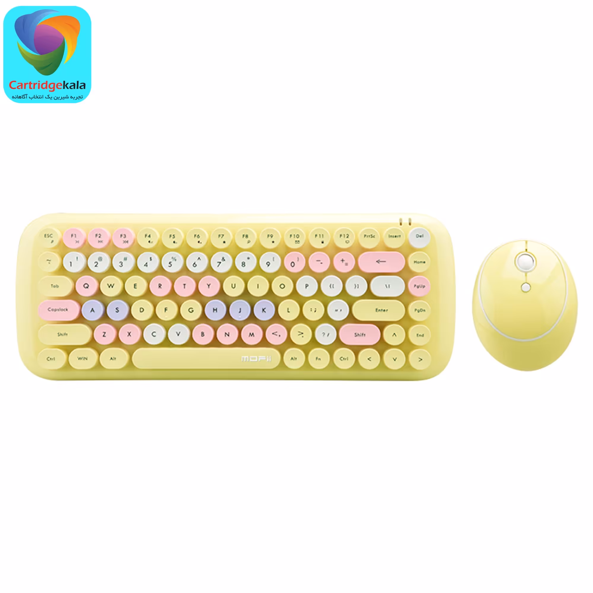 کیبورد و ماوس بی سیم مافی مدل CANDY  رنگ  زرد با گارانتی اصلی ژاتر