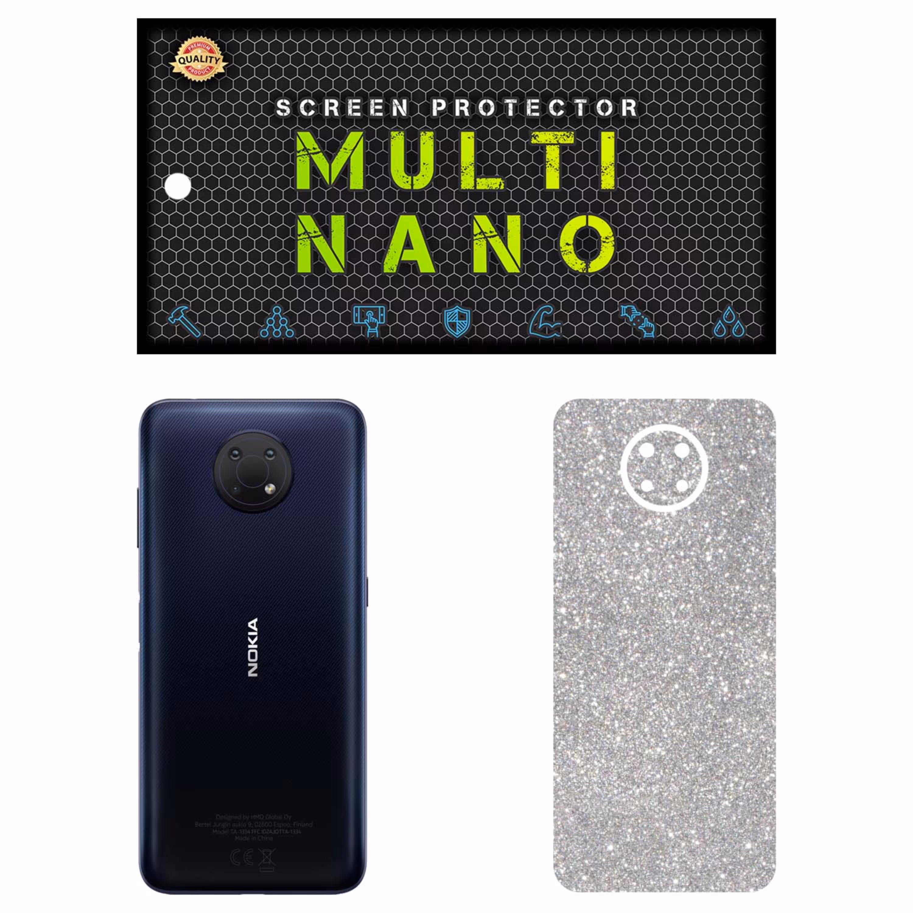 برچسب پوششی MultiNano مدل X-F1G برای پشت موبایل نوکیا G10 رنگ نقره ای