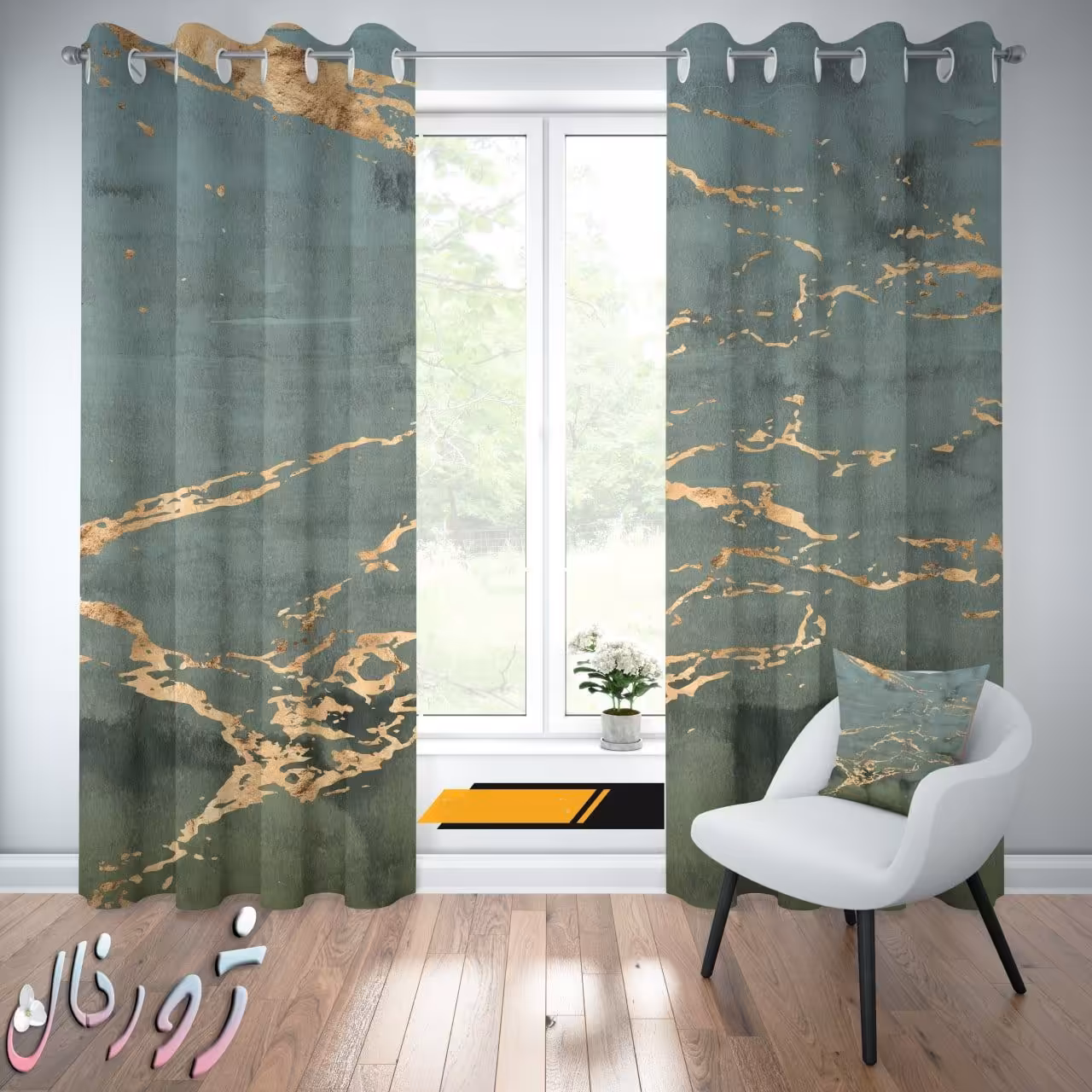 پرده چاپی  پانچ  طرح سنگ کد 1035