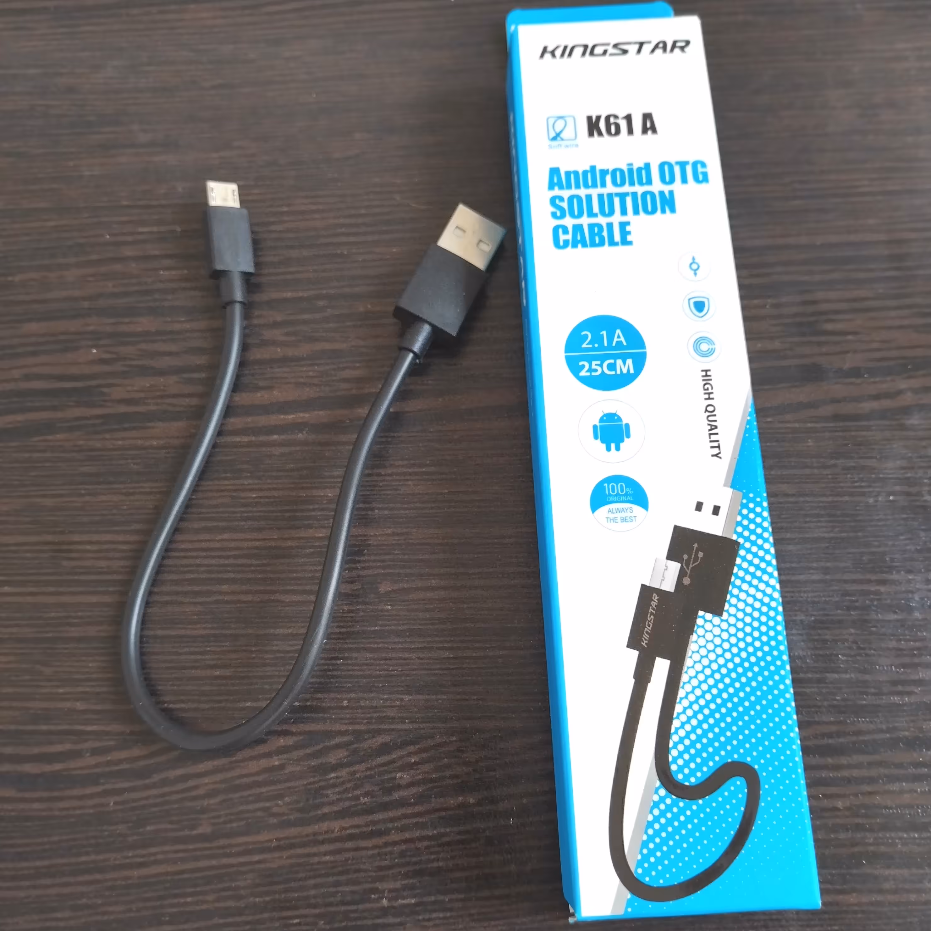کابل شارژ اندروید معمولی سرعت بالا kingstar k61a به طول 25 سانتی متر