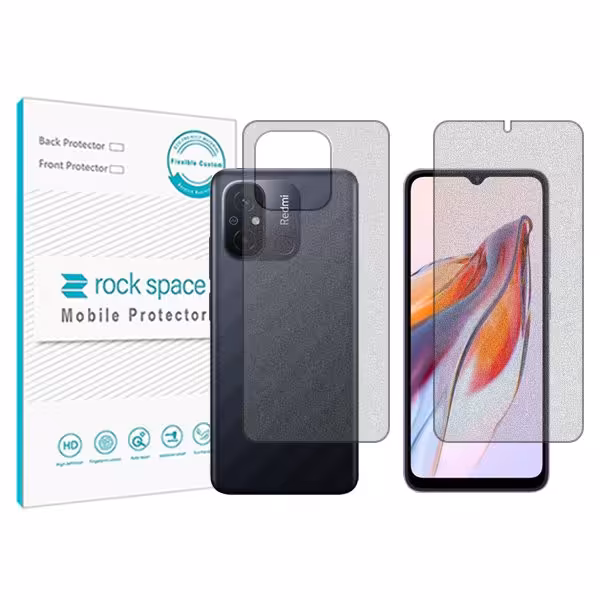 گلس صفحه نمایش و پشت گوشی شیائومی Redmi 12C مدل نانو هیدروژل گیمینگ برند راک اسپیس کدSS