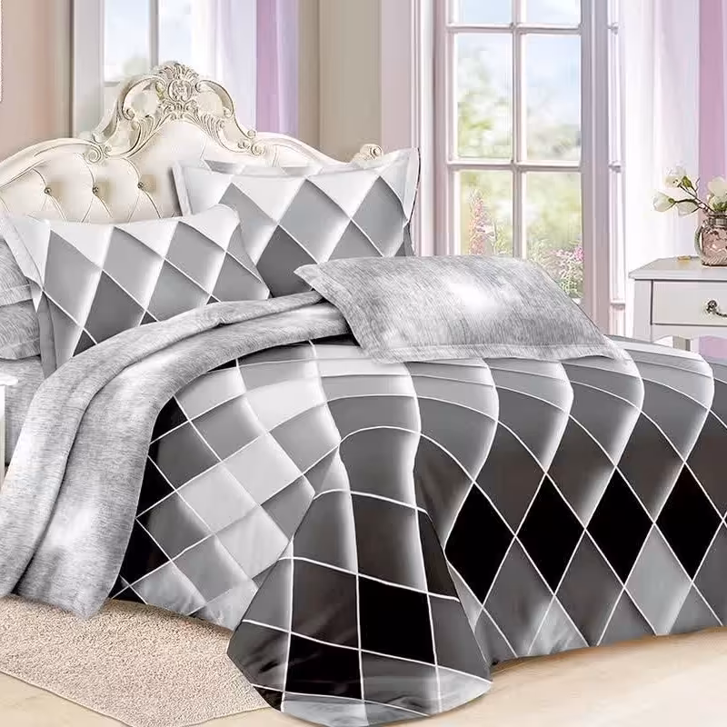 روتختی دونفره طرح لوزی طوسی دورو 6 تیکه