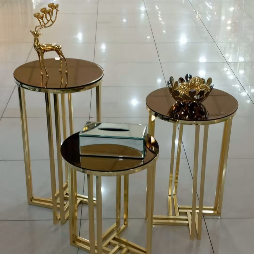 میز عسلی فلزی مدل نازی سری سه عددی 