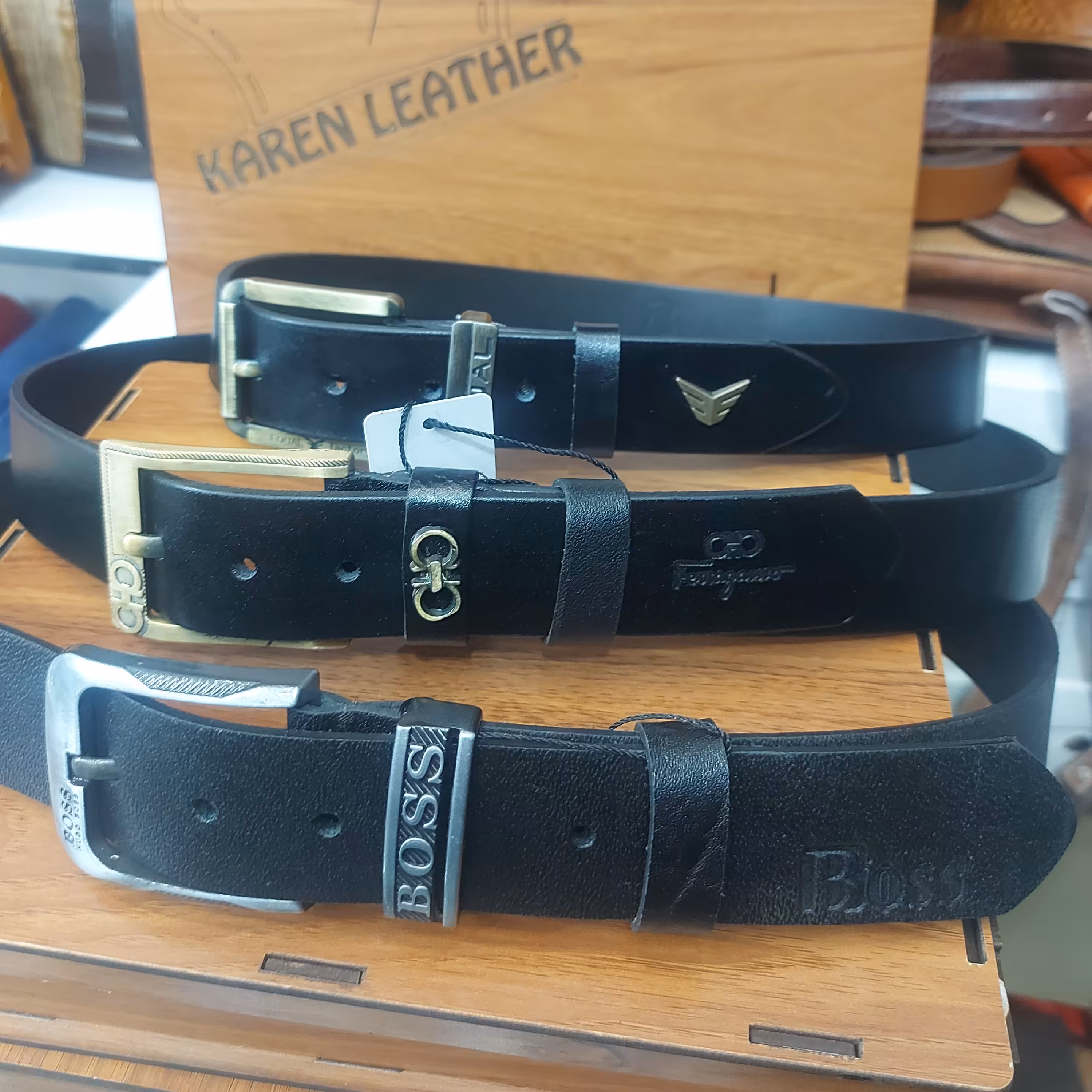 کمربند چرم طبیعی گاومیش سایز 4 سگک متنوع اسپرت 