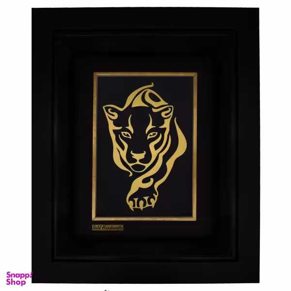 تابلو طلا کوب زرکات طرح پلنگ مدل f167