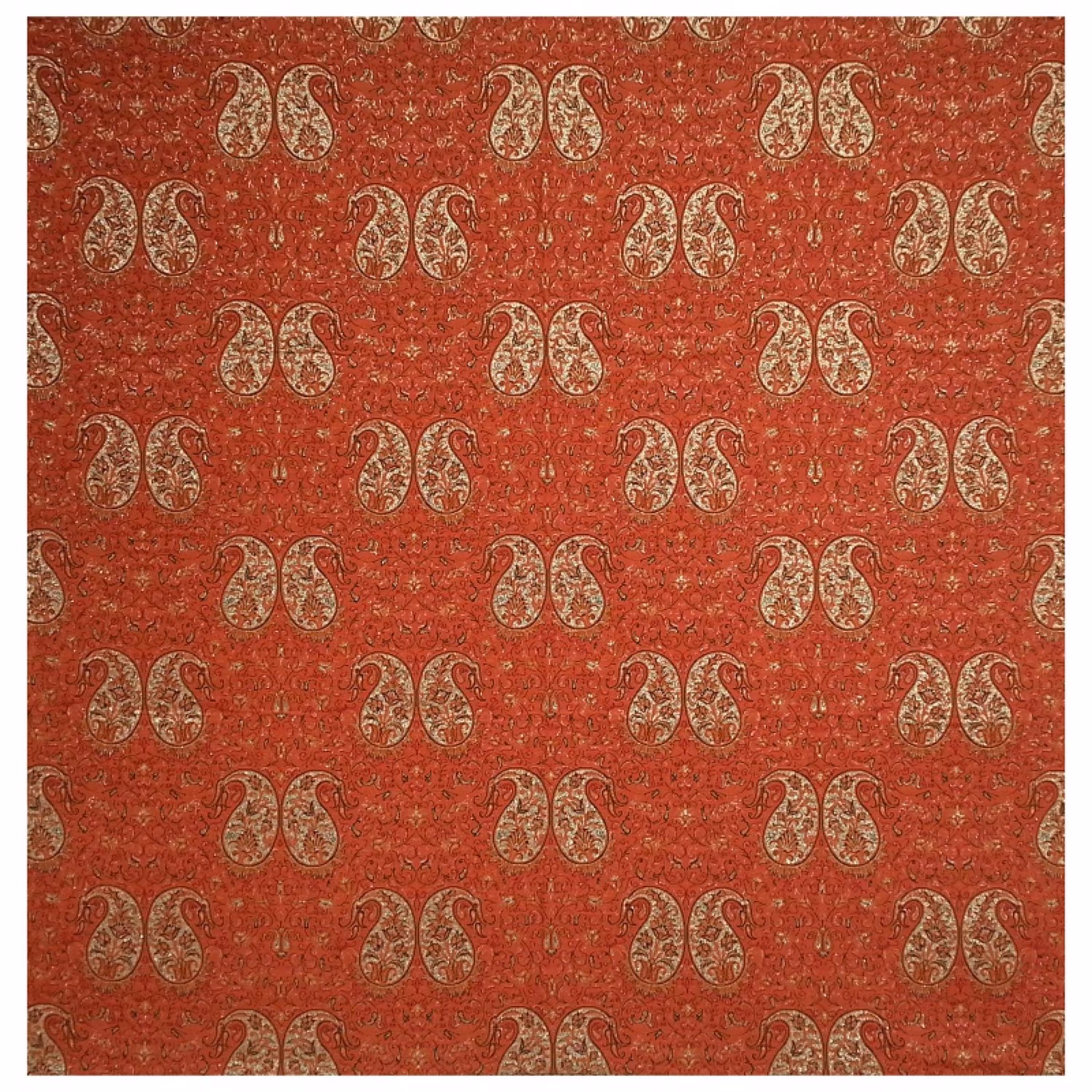 رومیزی ترمه مربع ابریشم  کد TRM32  رنگ قرمز  آستر زرشکی