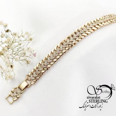 دستبند طرح طلا برند ژوپینگ نگین دار کد 17469