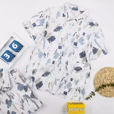 پیراهن کنفی طرح دار پسرانه کد 10120