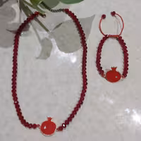 ست گردنبند و دستبند یلدایی انار 28عددی