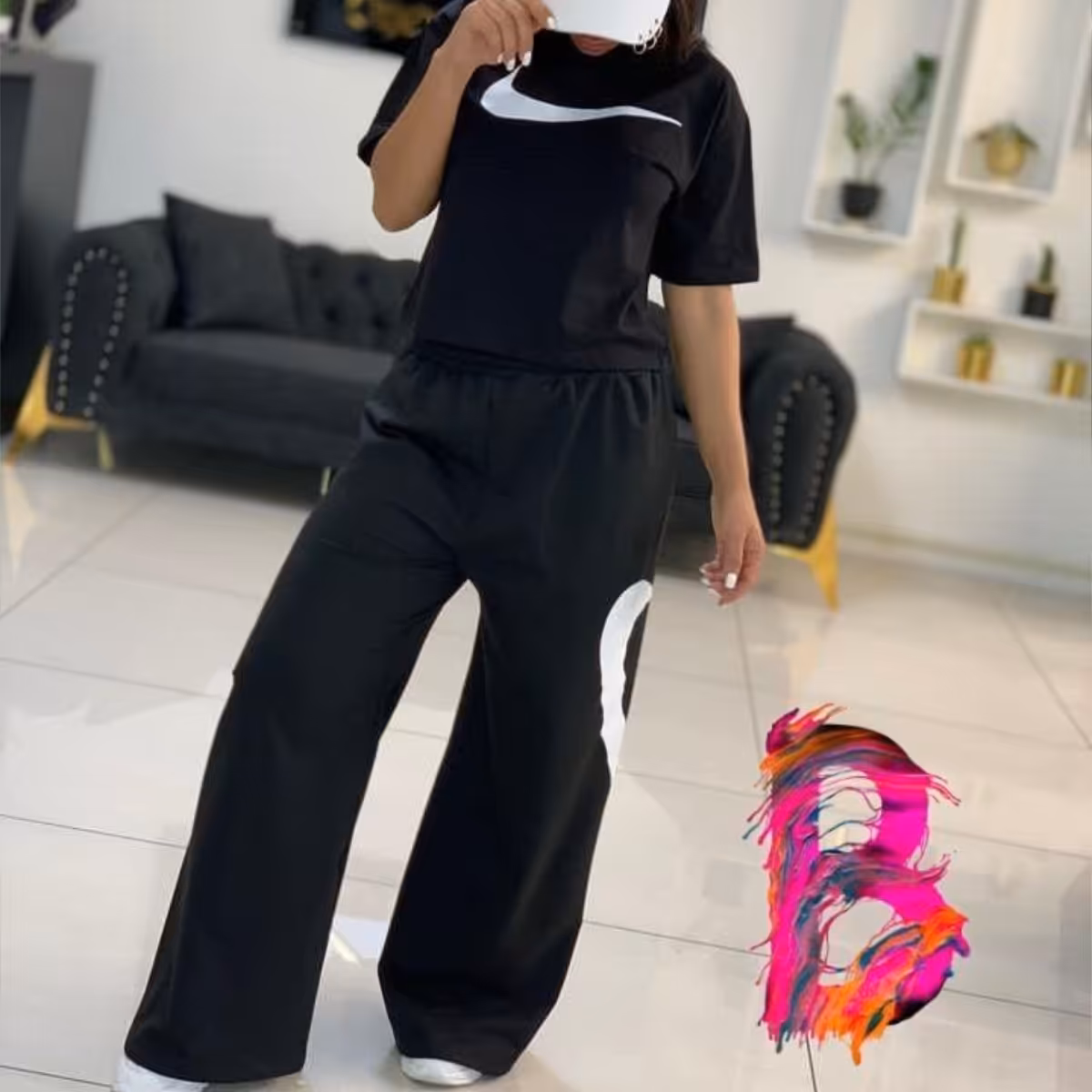 ست بلوز شلوار نایک پارچه گلکسی فری سایز کیفیت دوخت عالی