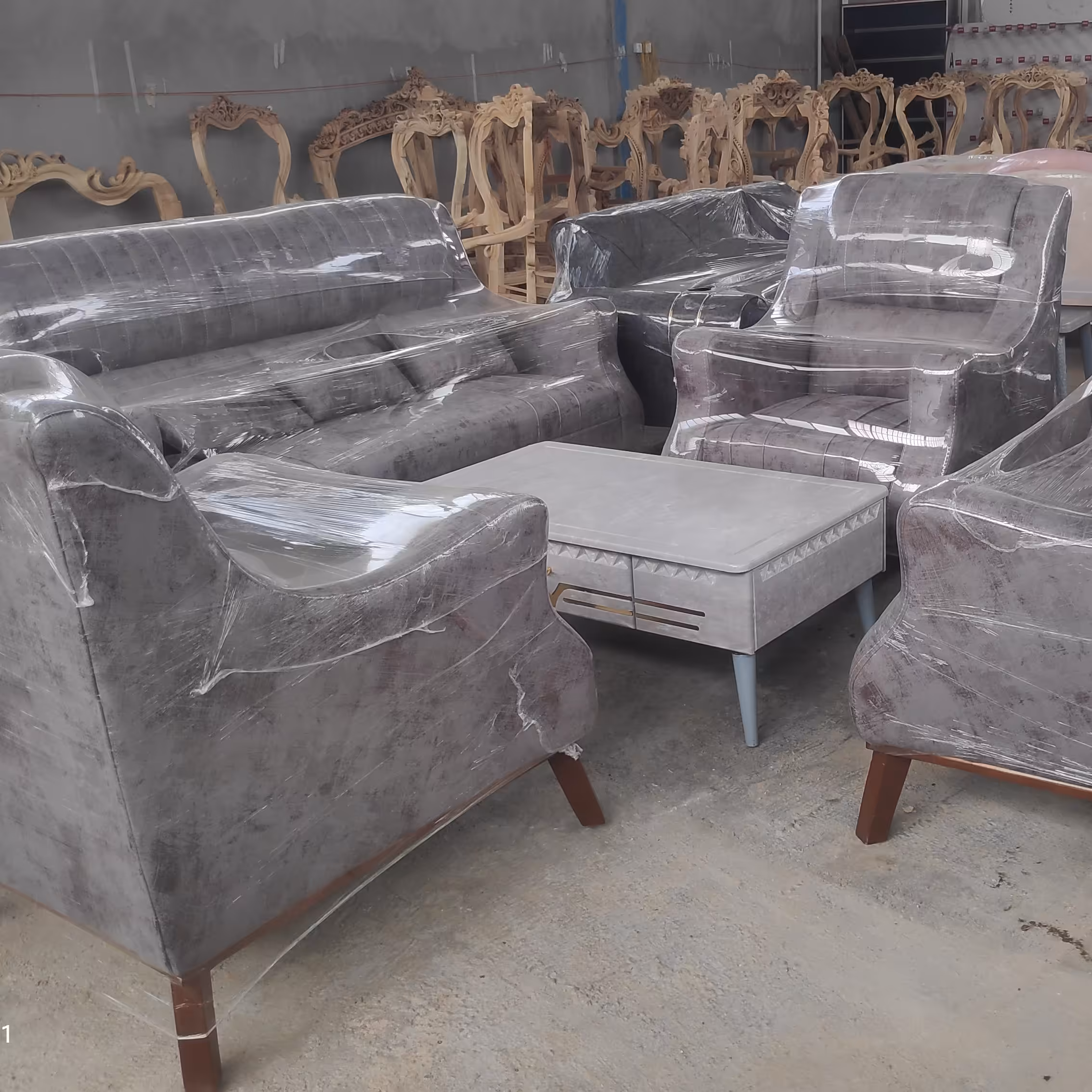 مبلمان طوسی رنگ راحتی 7 نفره مدل زیبا و شیک پارچه ضخیم