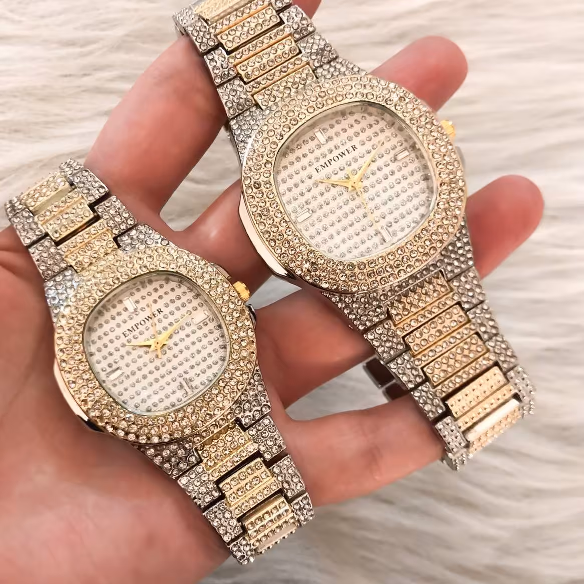 ست ساعت زنانه و مردانه فول نگین 