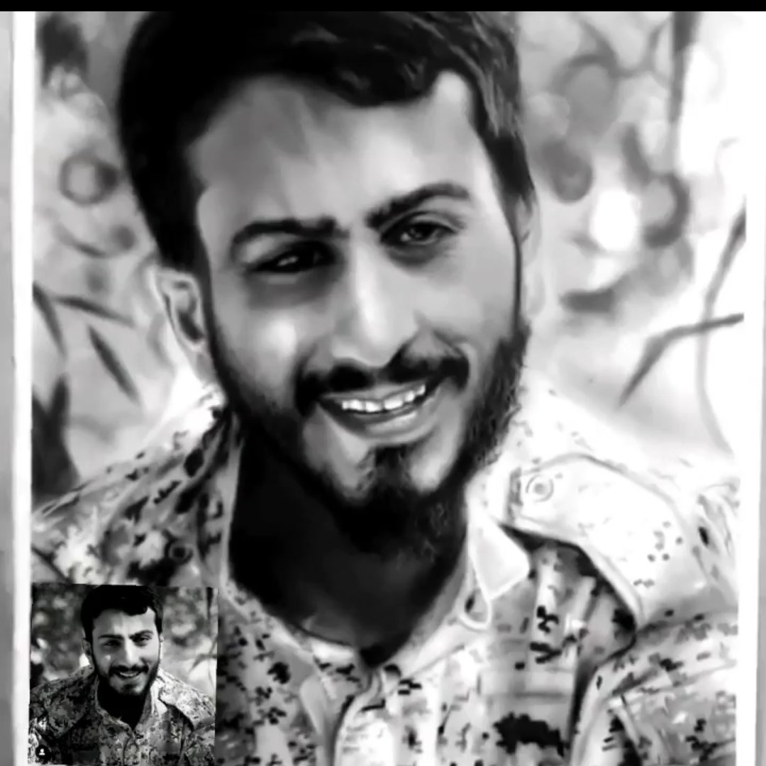 طراحی چهره سیاهقلم شهید مصطفی صدر زاده