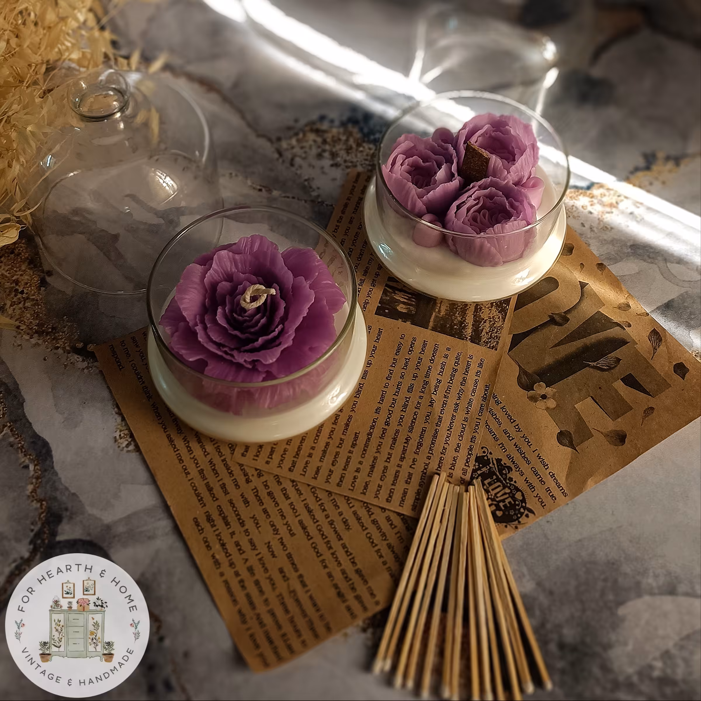 شمع گل دستساز دکوری 