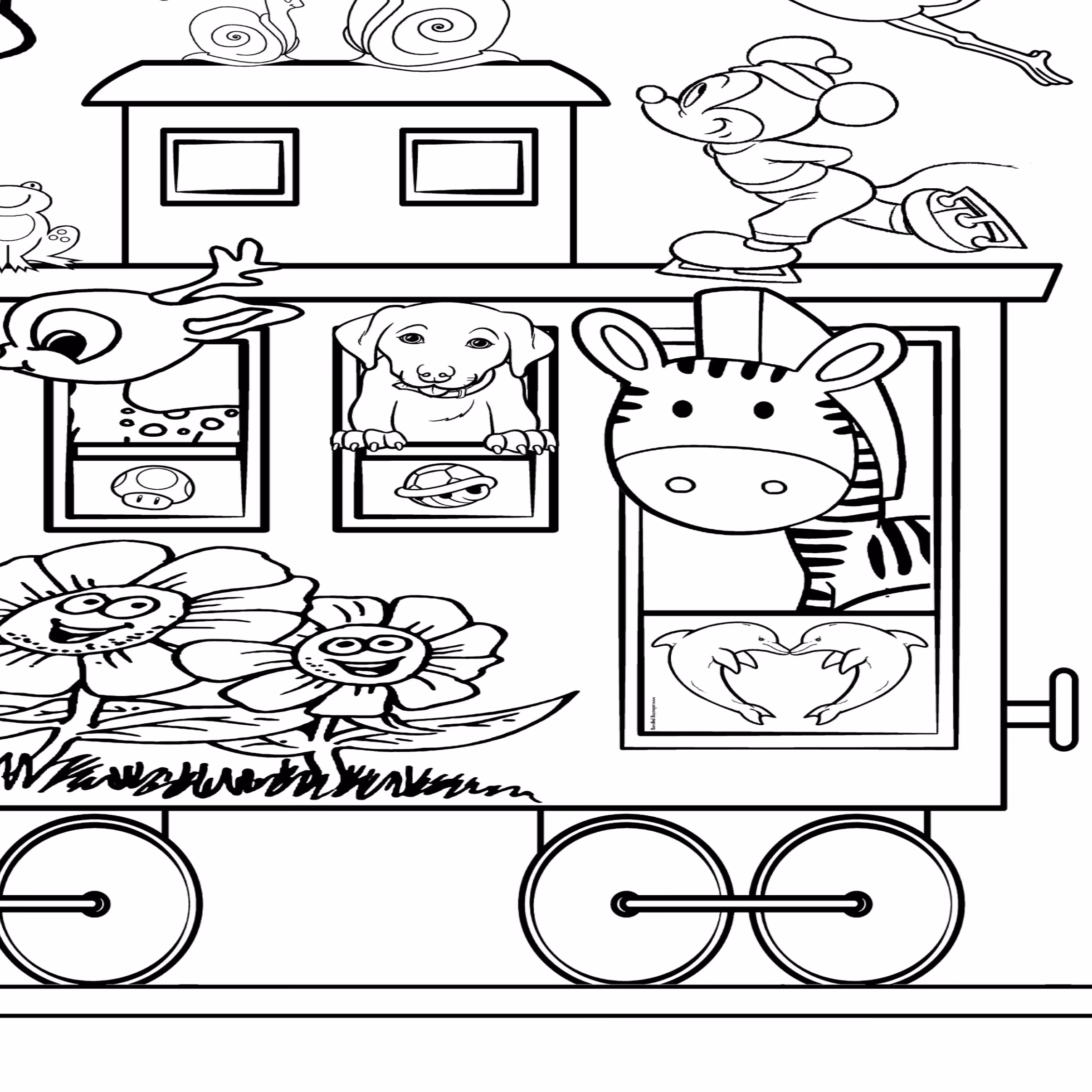 رول نقاشی قطار حیوانات