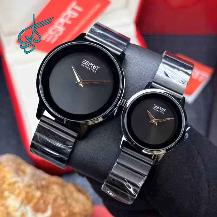 خرید ست ساعت زنانه و مردانه کریستالی مارک اسپریت موتور ژاپن کیفیت عالی جنس استیل رنگ ثابت و ضدحساسیت کد 2116871 - ردگل