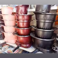 سرویس قابلمه چدن ویلاردو 22پارچه باضمانت ضخامت یک سانت تابه قابلمه چدن با تابه رژیمی طوسی زرشکی