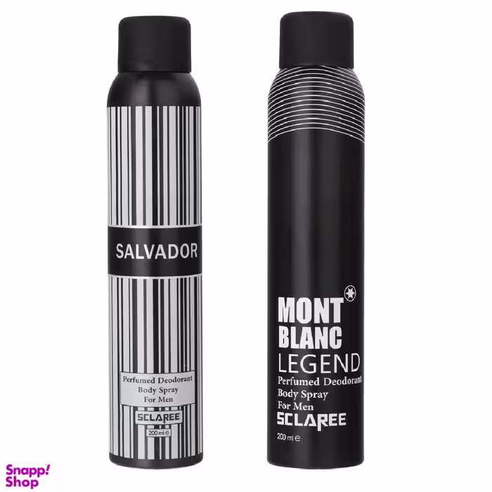 اسپری بدن مردانه اسکلاره (Sclaree) مدل Salvador حجم 200 میلی‌‌لیتر به همراه اسپری بدن مردانه مدل Mont Blanc