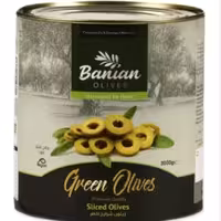 کنسرو زیتون سبز اسلایس بانیان