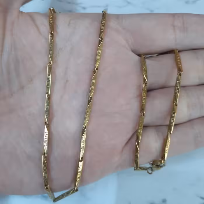 زنجیر مردانه استیل درجه 1 طرح کبریتی طلایی ورساچه 