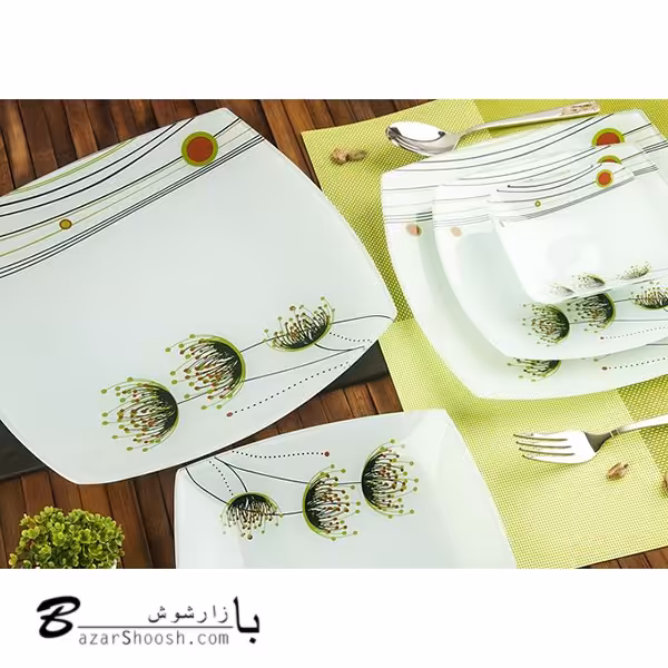 سرویس 6 نفره غذا خوری 25 پارچه بلور آرکوفام طرح ترگل