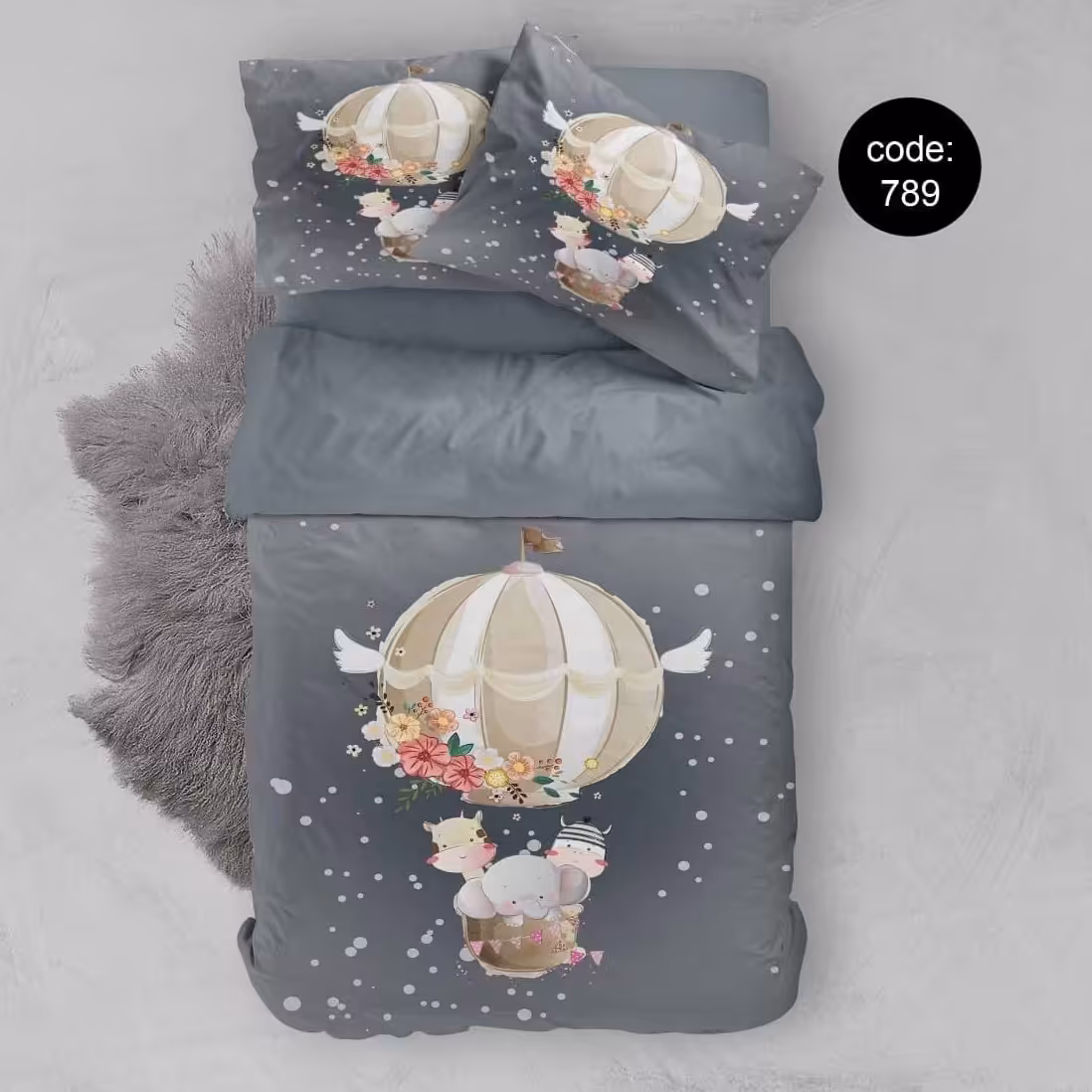 سرویس  روتختی تکنفره 4تکه چاپی قابل ست با پرده با انتخاب جنس پارچه کد789