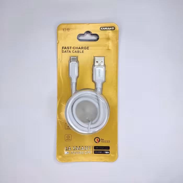 کابل شارژر فست تایپ سی KAMANTI مدل KT-13 طول یک متر سفید رنگ 