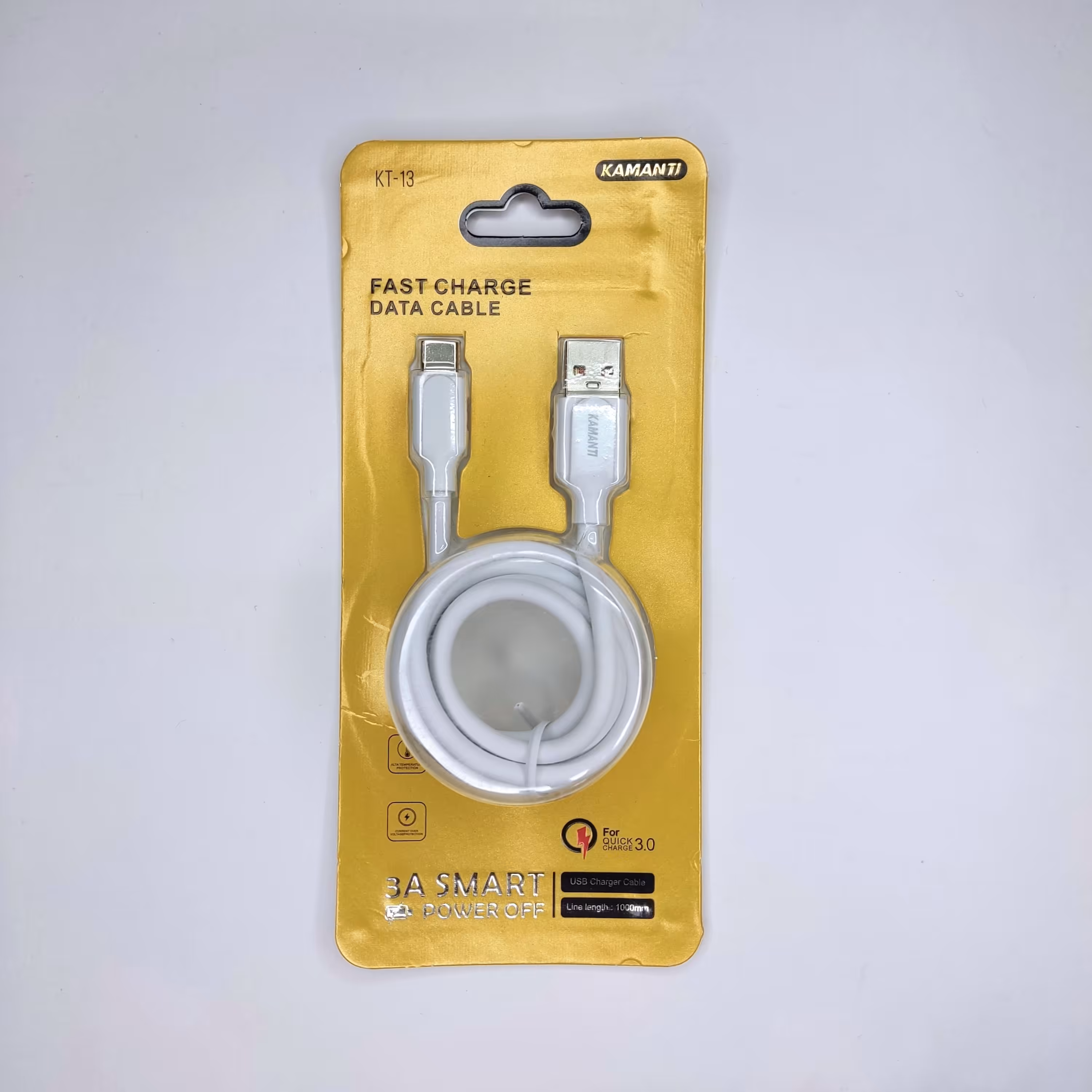 کابل شارژر فست تایپ سی KAMANTI مدل KT-13 طول یک متر سفید رنگ 