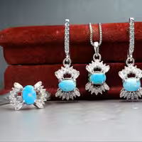 نیم ست فیروزه نیشابوری اصلی نقره عیار 925ارسال رایگان 