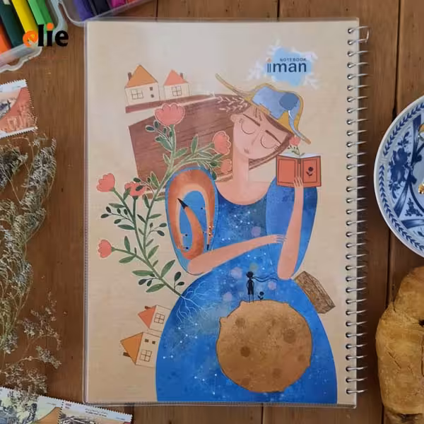 دفتر سیمی 100 برگ ایمان جلد پرسی طرح 018