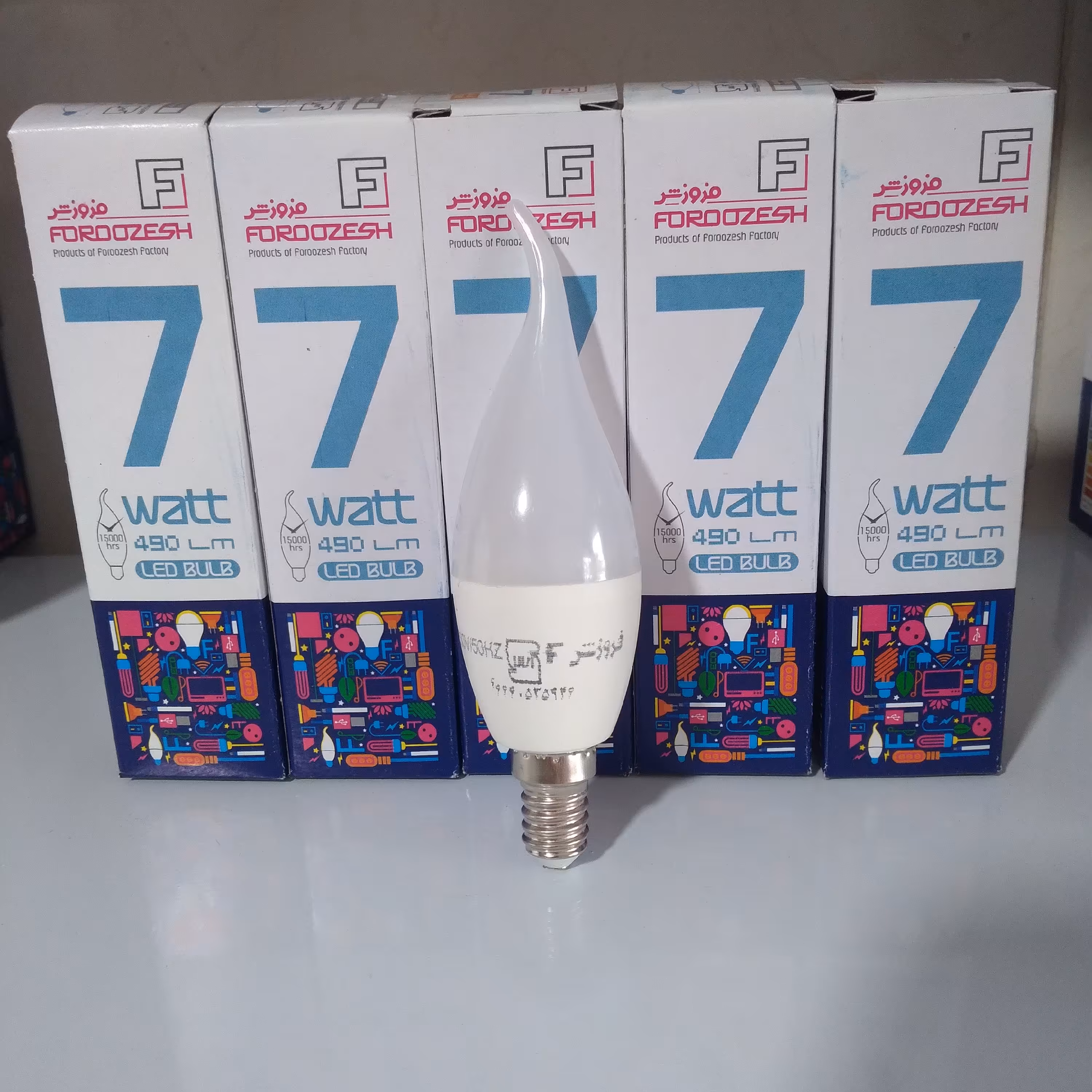 لامپ اشکی 7وات مهتابی بسته 5 عددی