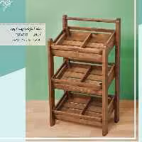 استند جا سیب زمینی و پیاز آشپزخانه چوب روس رنگ قهوه ای تیره ضد آب