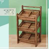 استند جا سیب زمینی و پیاز آشپزخانه چوب روس رنگ قهوه ای تیره ضد آب