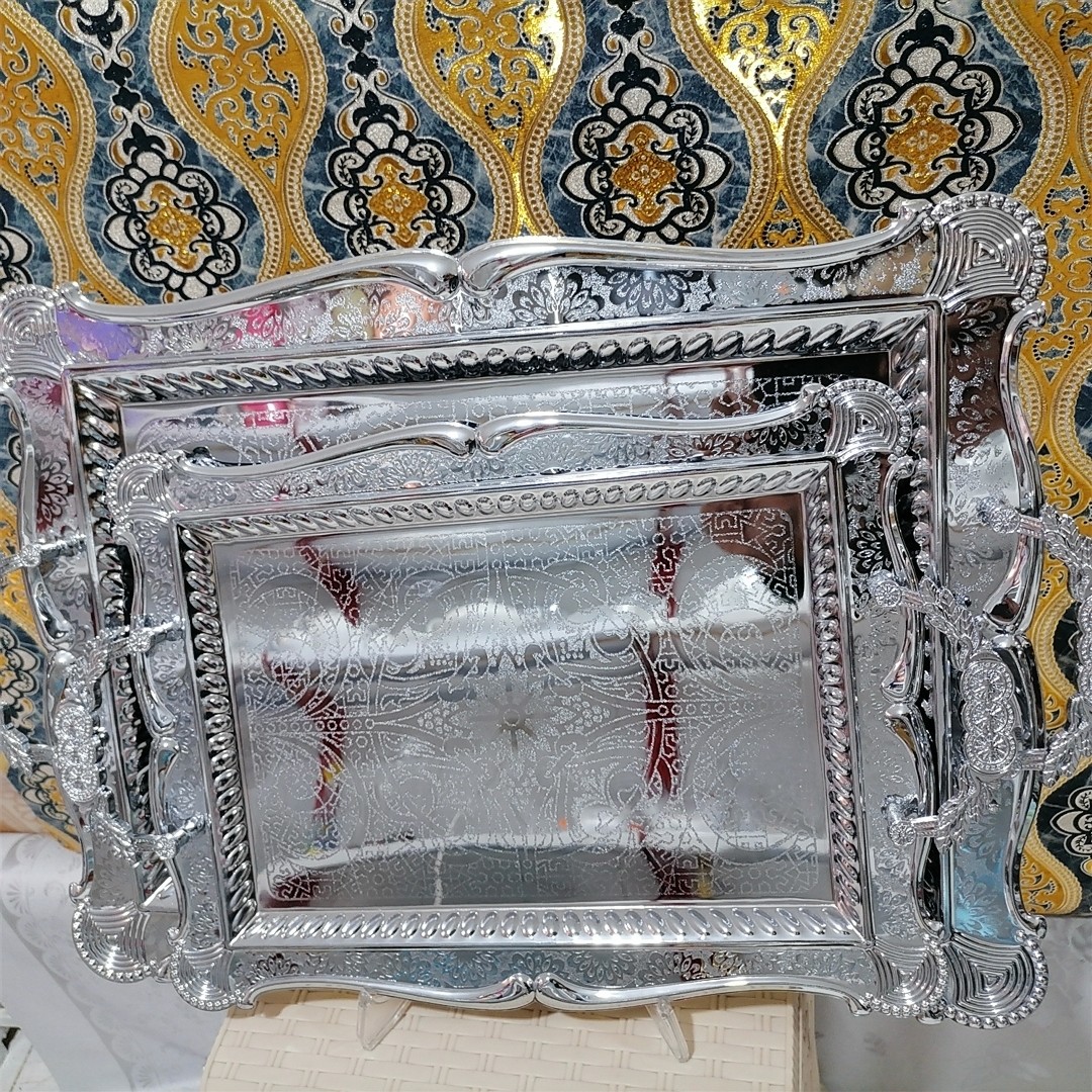سینی جفتی استیل طرح دار