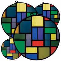 دمکنی ست چهار تکه پارچه ای مخمل دو رو چاپ طرح مربع رنگی سایز 20، 25، 30 و 35 مدل B21-148 شرکت رنس