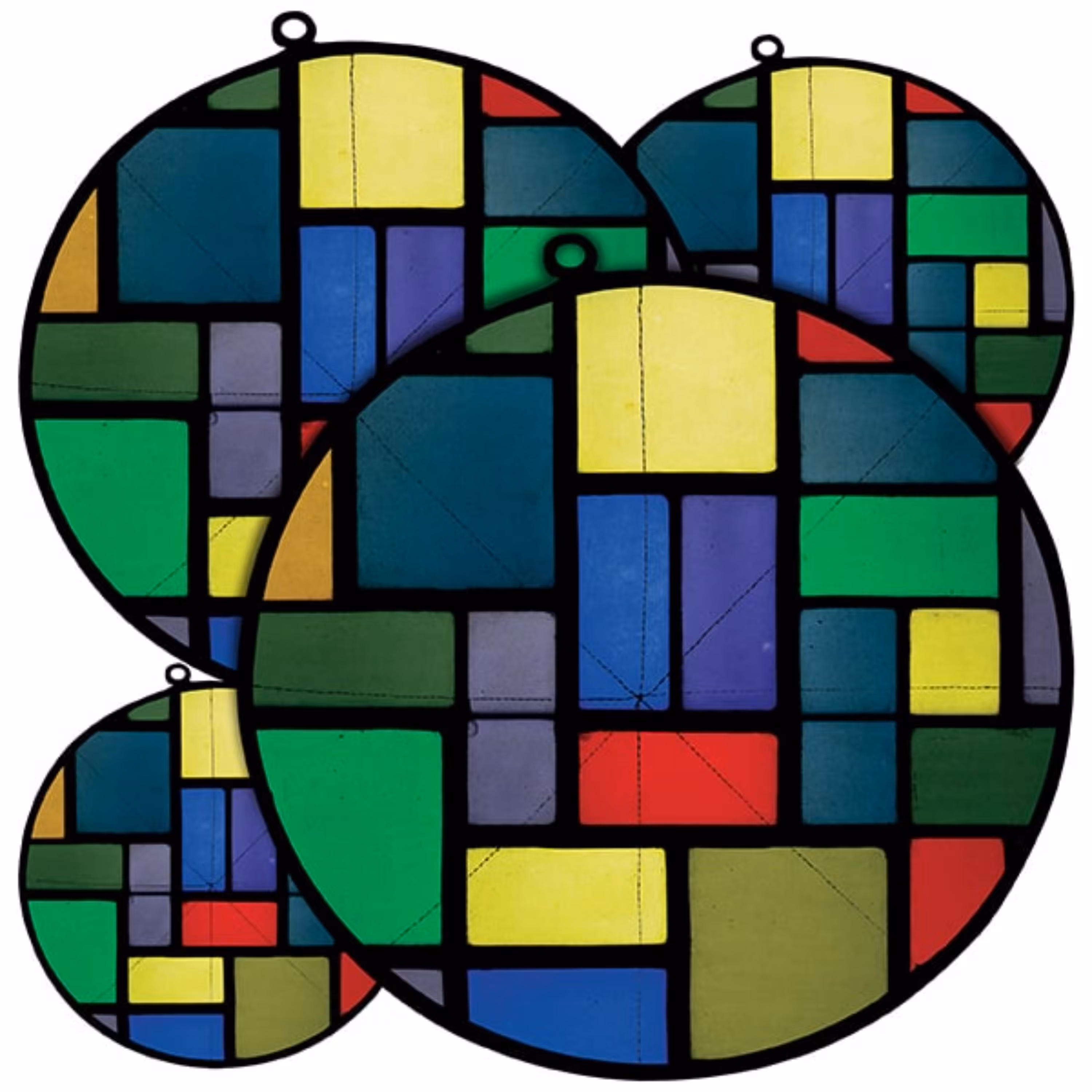 دمکنی ست چهار تکه پارچه ای مخمل دو رو چاپ طرح مربع رنگی سایز 20، 25، 30 و 35 مدل B21-148 شرکت رنس