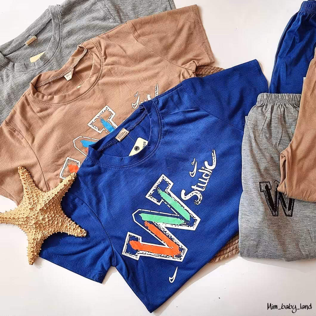 ست راحتی پسرانه یه تی شرت و شلوارک نرم و لطیف در عین حال خنک