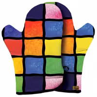 دستکش فر پارچه ای نسوز مخمل دو رو چاپ طرح مربع رنگی سایز 20 در 32 مدل F1-513 شرکت رنس