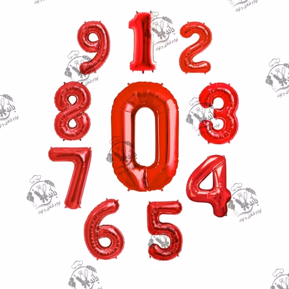 بادکنک فویلی عدد رنگ قرمز سایز بزرگ(32 اینچ)(انتخاب عدد در گفت و گو)