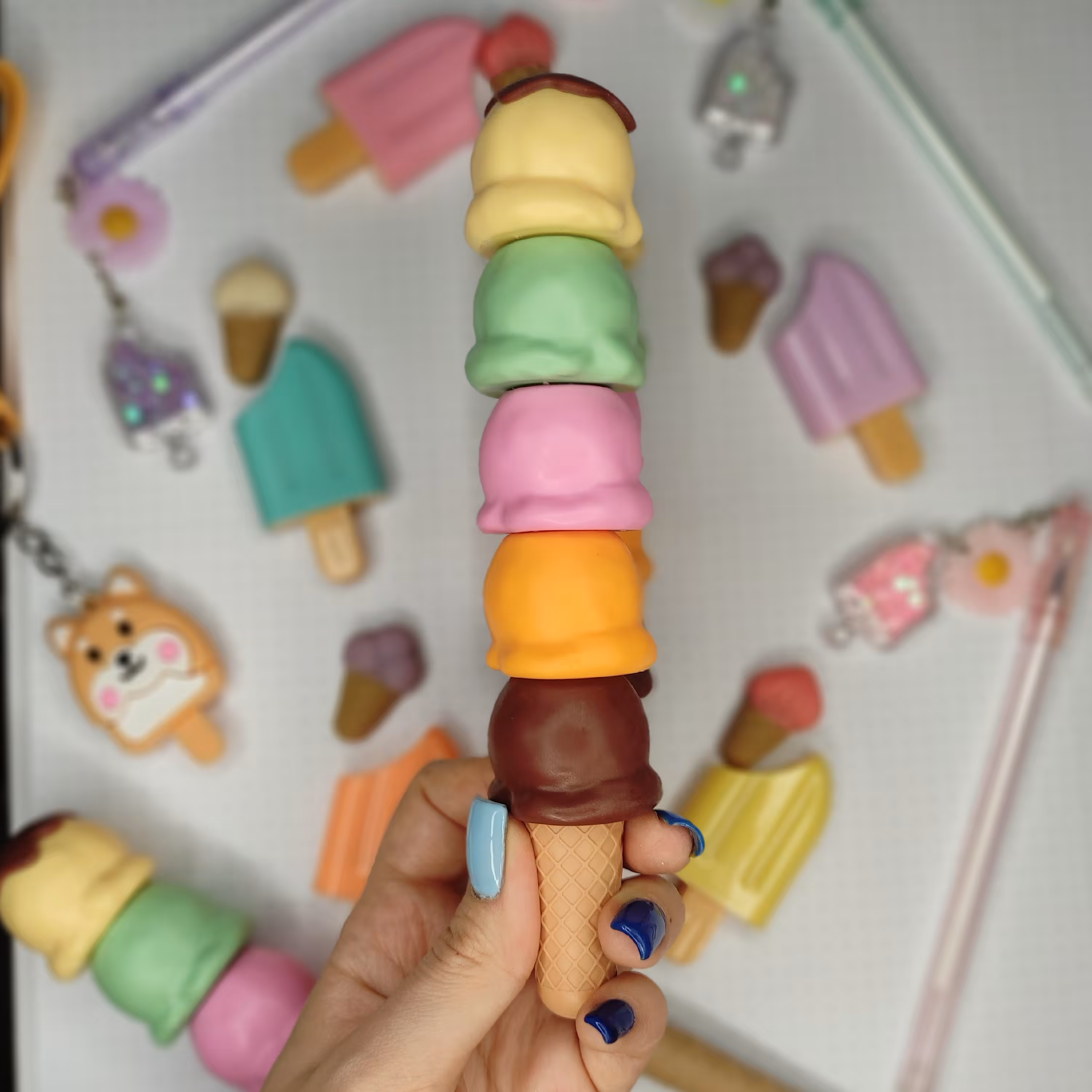 ماژیک هایلایتر علامت گذار طرح بستنی در 5 رنگ مختلف پاستلی 