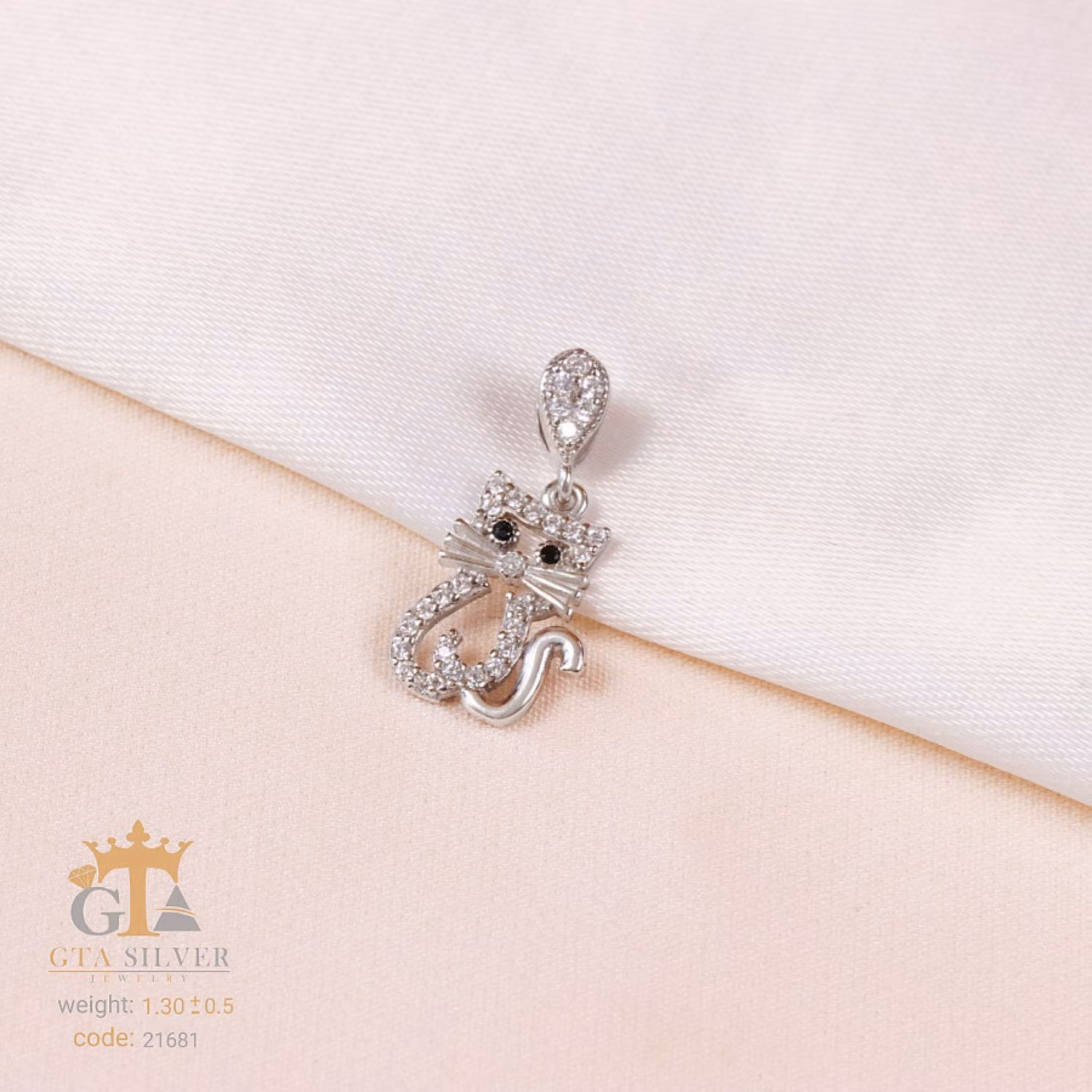 مدال نقره میکرو طرح گربه کد 21681-2