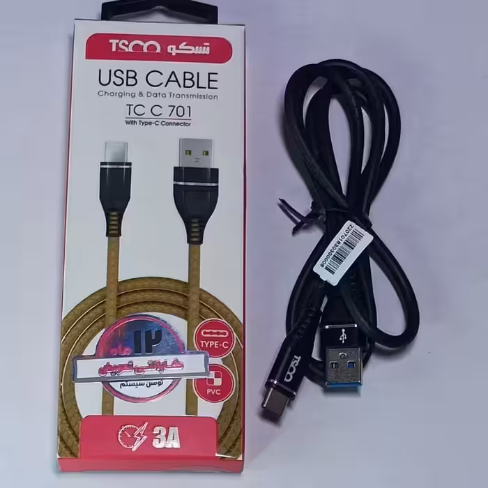 کابل تایپ سی یک متر جریان 3 آمپر تسکو مدل  TC 701